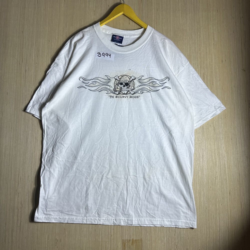 Del Sol DE SCURVY DOGS! Graphic White T-Shirt Large Short Sleeve Men's Large